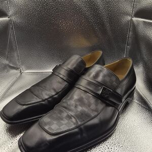 Louis Vuitton Black Checkered Leather Loafers